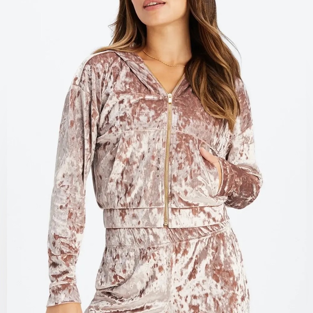 Fabletics Crushed Velour Zip-Up Hoodie - NWT